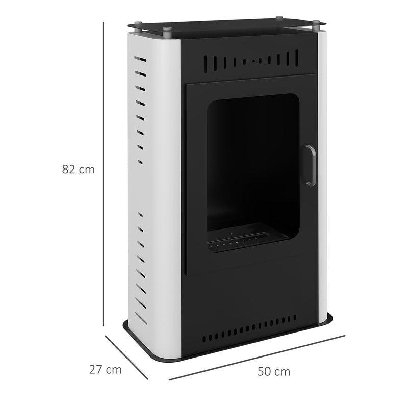 Camino a Bioetanolo da Terra 1.2L 50x27x82 cm con Mensola Superiore in Acciaio Bianco e Nero  