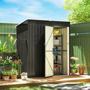 Capanno da Giardino 163x90x179 cm Porta Chiudibile con Prese d'Aria in Metallo Grigio Scuro      