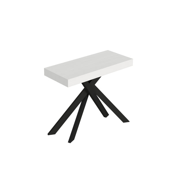 sconto Consolle Allungabile 90-300x40x77 cm Saki Premium Bianco Frassino Gambe Antracite