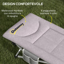Brandina per Campeggio con Poggiatesta e Tasca 200x65x42 cm in Acciaio e tessuto Oxford Grigio