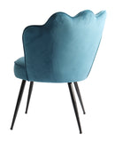 Poltrona a Conchiglia 66x61x76 cm in Tessuto Vellultato Nero/Blu