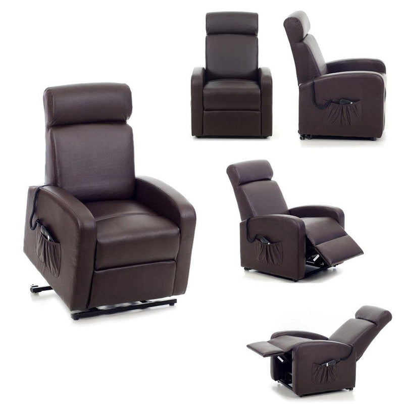 Poltrona Alzapersona Elettrica 1 Motore Reclinabile in Similpelle Katia Marrone