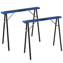 Set 2 Cavalletti da Lavoro Pieghevoli 99,5x36,5x78,5 cm con Superficie Antiscivolo in EVA Blu e Nero      