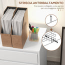 Cassettiera da Ufficio 46x40x65 cm con 4 Cassetti e Ruote con Freno in Legno MDF Bianco      