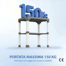Sgabello per Doccia 46x33x39-49 cm con Mensola Integrata Altezza Regolabile 5 Livelli Portata 150kg in Alluminio Grigio      