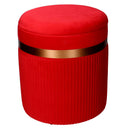 Set 2 Pouf Contenitore Ø35 cm e Ø39 cm in Tessuto Velluto Rosso