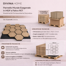 Set 12 Pannelli Decorativi 62x76 cm Motivo Esagonale in MDF e Feltro PET Rivestimento Murale Fonoassorbente Rovere     