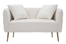 Divanetto Bucarest Crema 127x74x73 cm Legno e Spugna e Tessuto e Metallo Crema e Oro