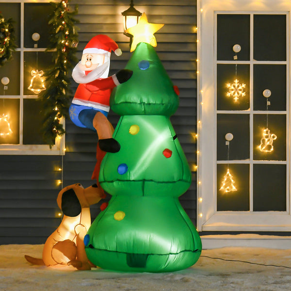prezzo Albero di Natale Gonfiabile 180 cm con Babbo Natale Cagnolino e Luci LED