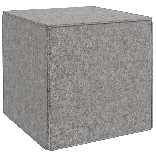 Pouf Poggiapiedi Quadrato Rivestimento Rimovibile in Tessuto Effetto Lino 41x41x41 cm Grigio Chiaro sconto