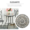 Tavolino da Giardino Ø60x71 cm in Metallo con Mosaico Nero