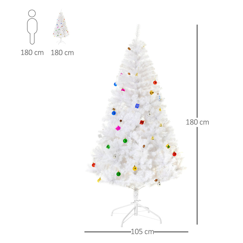 Albero di Natale Artificiale 180 cm 930 Rami Addobbato Bianco 