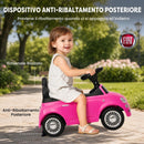 Macchina Cavalcabile per Bambini 12-36 Mesi Licenza Fiat 61x28x38,3 cm con Musica Clacson e Vano Sottosedile in PP Rosa      