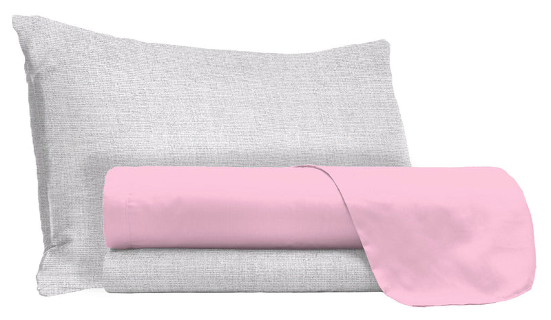 Set Lenzuola Sopra Sotto e Federe in Cotone Rosa Varie Misure