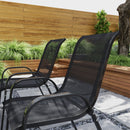 Set 4 Sedie da Giardino 54x71x93 cm Impilabili in Acciaio e Tessuto a Rete Traspirante Nero   