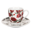 Set 6 Tazzine da Caffè con Piattino Ø5,5x6 cm in Porcellana VdE Tivoli 1996 Rose Baroque