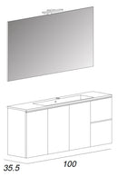 Mobile Bagno Sospeso 100 cm Lavabo e Specchio Tavassi Urano Grigio Talpa Opaco