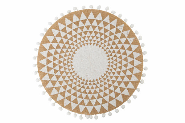 Set 6 Tovagliette in Juta con Pon Pon Ø38 cm Villa d'Este Home Tivoli White acquista