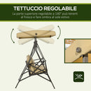 Dondolo da Giardino 3 Posti 190x120x178 cm in Acciaio e Poliestere Marrone e Cachi
