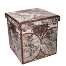 Pouff in Similpelle pieghevole mappamondo quadro cm 38x38xh38