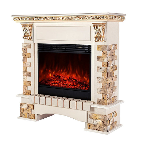 Camino Elettrico da Pavimento 118,1x123x40,3 cm Effetto Fiamma 1950W Topaz maxi & Mirabella Avorio acquista