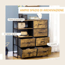 Cassettiera 6 Cassetti in Tessuto Stile Industriale 84x30x92 cm Marrone Rustico  
