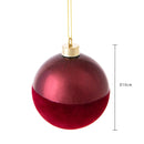Set 4 Palline Decorative per Albero di Natale Velvet Ø10 cm Bordeaux
