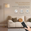 Lampada da Terra a LED 54,3x30,6x159,6 cm con Telecomando 11 Colori di Temperatura in Metallo e Tessuto Effetto Lino Oro      