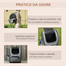 Trolley Zaino Trasportino per Cani e Gatti 43x33x51,5 cm in Tessuto Oxford e Poliestere Grigio e Nero
