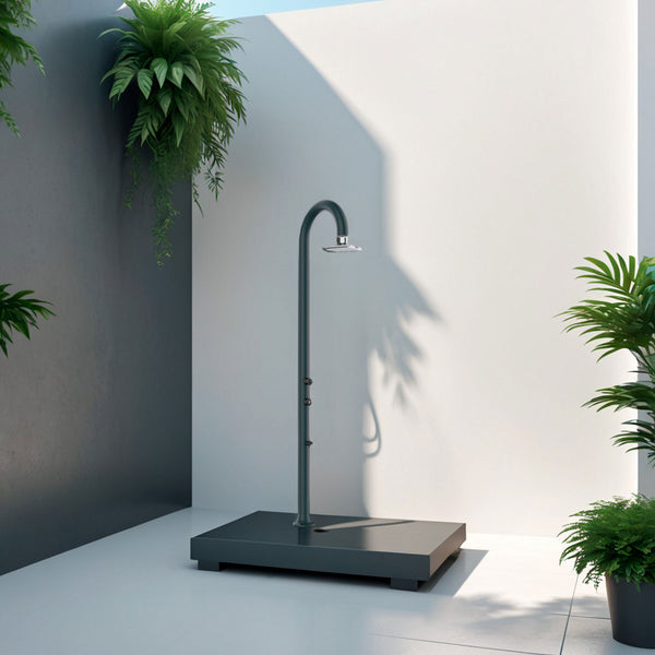 Doccia da Giardino in Alluminio Soffione LED Quadrato con Termometro LCD Sined Luna Alu Grigio online