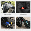 Passeggino per Cani Taglia Piccola 76,5x52x95 cm in Acciaio e Tessuto Oxford Nero