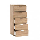 Mobiletto 5 Cassetti Naturale 45x38x103 h cm in Truciolare bilaminato Marrone chiaro