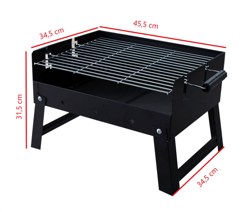 Barbecue a Carbone 50,5x34,5x31,5 cm Pieghevole in Acciaio Adventure Nero