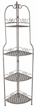 Scaffale Angoliera per Piante da Esterno in Ferro Battuto 4 Ripiani Soriani Grigio