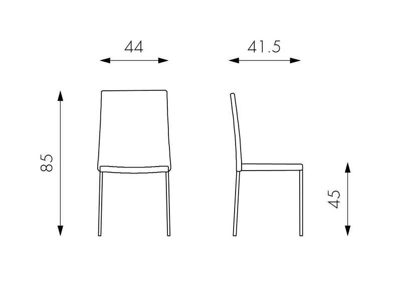 Set 4 Sedie 41,5x44xH85 cm in Similpelle Minnie Marrone