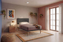 Letto Singolo con Rete Rivestita Microfibra Grigio Tessis Testata Square Varie Misure