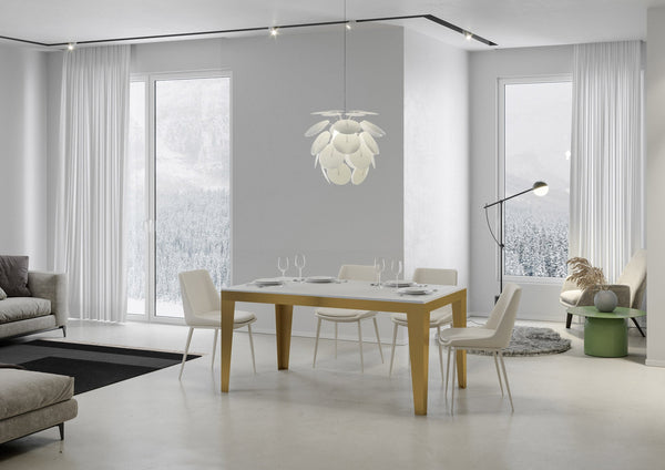 acquista Tavolo Allungabile 120-380x90x77 cm Flame Evolution Bianco Frassino