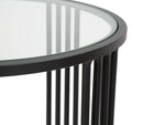 Tavolinetti Dublino Coppia Ø50,5x61,5 - 40,5x57 cm in Ferro e Vetro Nero
