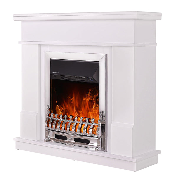 Camino Elettrico da Pavimento 100x103,4x30 cm Effetto Fiamma 2000W Rodos & Galileo Silver Bianco sconto