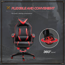 Sedia da Gaming con Rotelle in Similpelle Rosso e Nero 