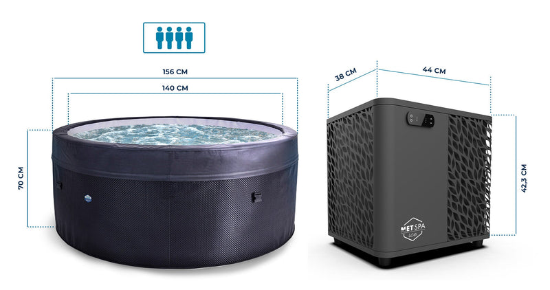 Vasca Idromassaggio Bagno di Ghiaccio da 3°C a 42°C Ø156x70 cm 3kW NetSpa Ice Grigia