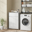 Mobile Bagno Autoportante 60x30x90 cm con Cassetto e Ante Doppie in Legno Grigio e Bianco      