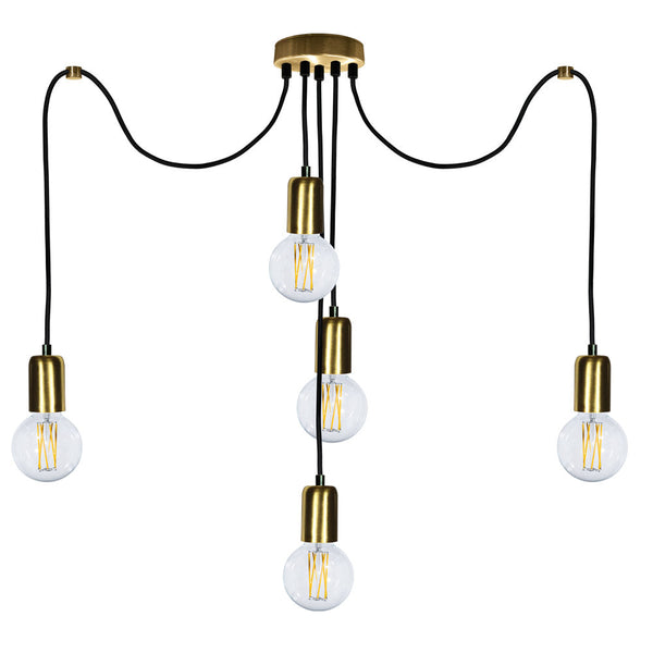 Sospensione 5xE27 3Mt Montatura Oro Satinato E-Energy Elaide acquista