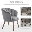 Poltrona Imbottita 66x72x79 cm in Velluto Grigia