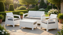 Set da Giardino Divano 2 Poltrone e Tavolino in Resina Keter Corfu Lounge Bianco