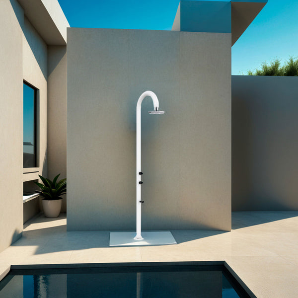 Doccia da Giardino in Alluminio Soffione I-switch Quadrato con Termometro LCD Sined Luna Alu Bianco acquista