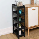Carrello Salvaspazio Cucina Bagno Scaffale Portaoggetti Multiuso Nero 5 Ripiani