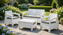 Set da Giardino Divano 2 Poltrone e Tavolino in Resina Keter Corfu Lounge Bianco