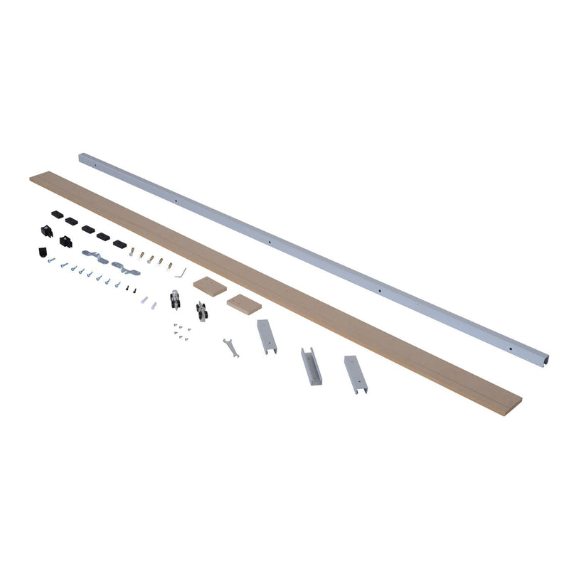 Binario per Porte Scorrevoli con Kit di Accessori Stile Rustico in Legno 200 cm 
