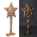 Stella in Legno marrone con sfere e 15 Led cm 28x7xh57,5